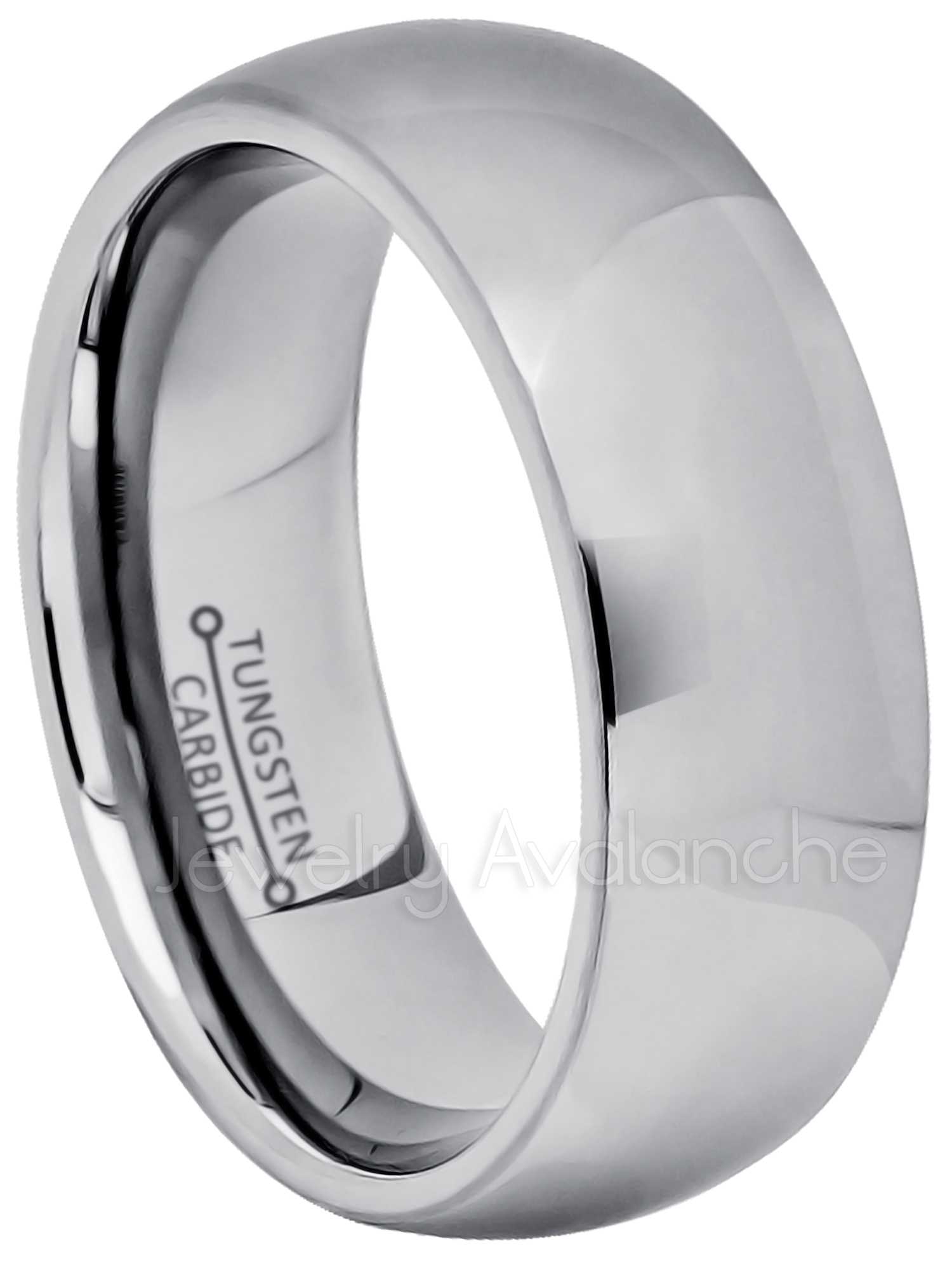 Tungsten Carbide Mens Wedding Band - Comfort Fit Polished Finish Classic Dome Tungsten Anniversary Ring -#013BWFs10